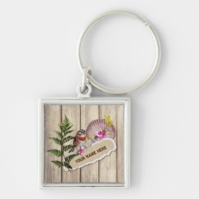 Chaveiro Nome Personalizado da Pintura de Óleo de Madeira T (Frente)