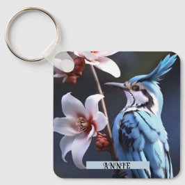 Chaveiro Nome Personalizado de Bluejay e Flores