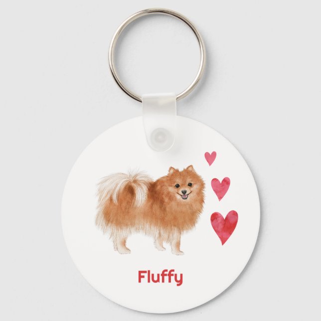 Chaveiro Nome Personalizado de Cão Pomerano (Frente)