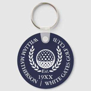 Chaveiro Nome Personalizado de Clube de Golfe Clássico Azul