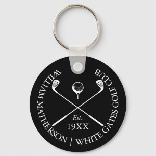 Chaveiro Nome Personalizado de Clube de Golfe Clássico Pret