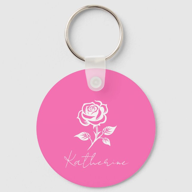 Chaveiro Nome Personalizado De Cor-De-Rosa E Rosa Moderno E (Frente)