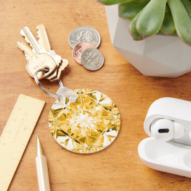 Chaveiro Nome Personalizado de Diamante Amarelo Único Moder (Mesa)
