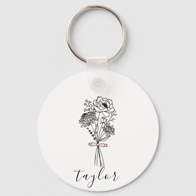 Chaveiro Nome Personalizado de Flor Selvagem (Frente)