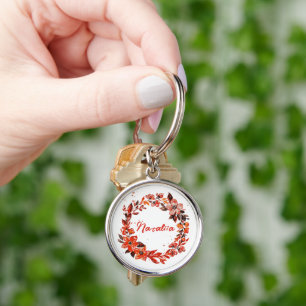 Chaveiro Nome Personalizado de Florestas de Outono de Aquar