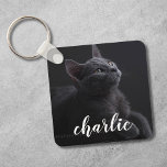 Chaveiro Nome Personalizado de Foto de Pet Personalizado<br><div class="desc">Chaveiro de foto personalizada de animais de estimação.</div>