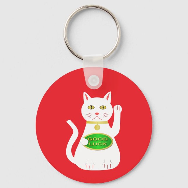 Chaveiro Nome Personalizado de Gato Sortudo Oriental (Frente)