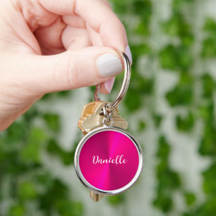 Chaveiro Nome personalizado de metal falso brilhante rosa