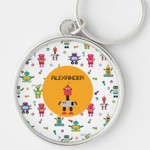 Chaveiro Nome Personalizado de Robôs Multicolores Cute Cria