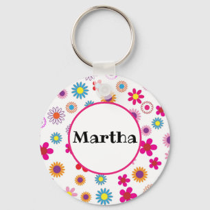 Chaveiro Nome Personalizado Diversão Feliz Flores Coloridas
