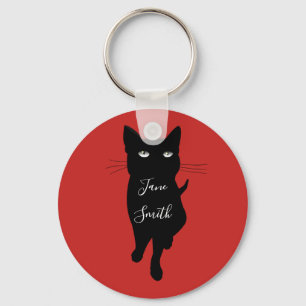 Chaveiro Nome personalizado do amante de gato preto