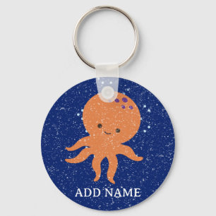 Chaveiro Nome Personalizado do Cartoon de Octopus Cute de I