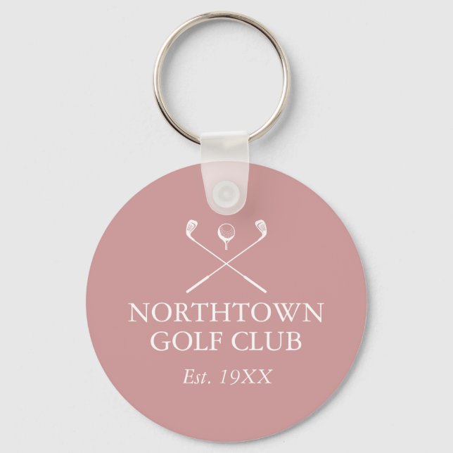 Chaveiro Nome personalizado do clube de golfe Dusty Rosa ro (Frente)