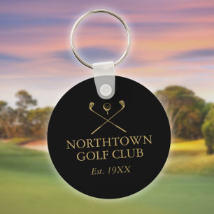 Chaveiro Nome Personalizado Do Clube De Golfe Preto E Doura