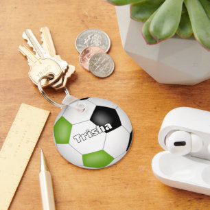 Chaveiro nome personalizado do futebol preto verde brilhant