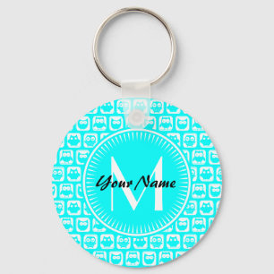 Chaveiro Nome Personalizado do Monograma de Padrão de Coruj