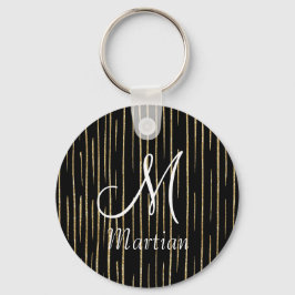 Chaveiro Nome personalizado do monograma dourado brilho &pr