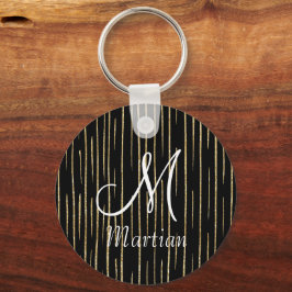 Chaveiro Nome personalizado do monograma dourado brilho &pr