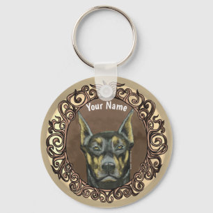 Chaveiro Nome personalizado do Ornamentado Doberman