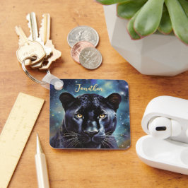 Chaveiro Nome Personalizado do Retrato do Panther Animal