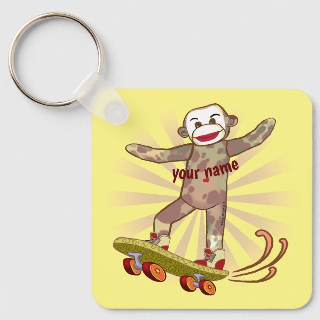 Chaveiro Nome personalizado do Skater do Macaco Sock (Frente)