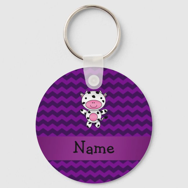 Chaveiro Nome personalizado dos pombos roxos de vaca (Frente)