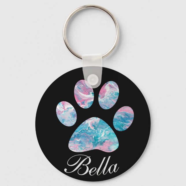 Chaveiro Nome Personalizado, Dreamy Pawprint- (Frente)