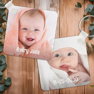 Chaveiro Nome Personalizado e Aniversário da Foto do Bebê B