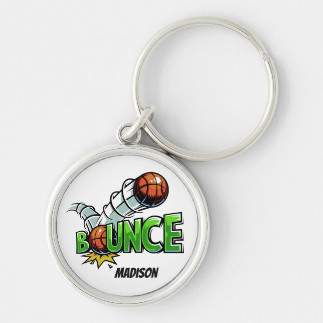Chaveiro Nome personalizado e cor BUNCE Cadeias de basquete (Frente)