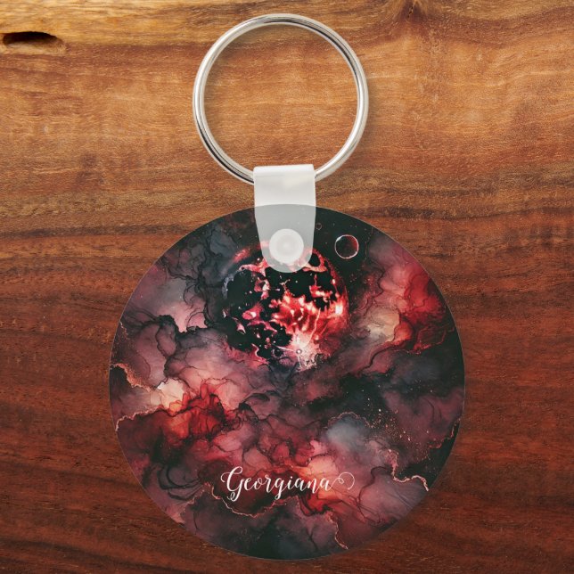 Chaveiro Nome Personalizado Eerie Blood Moon Halloween Tint (Frente)