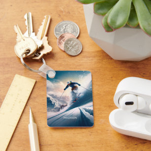 Chaveiro Nome Personalizado - esquiador Mountain