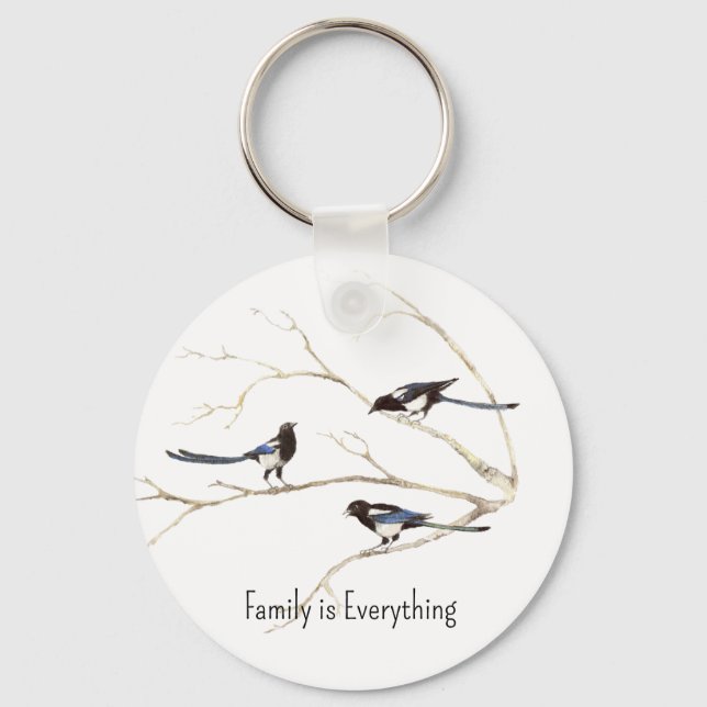 Chaveiro Nome personalizado Família Magpie Bird é tudo (Frente)