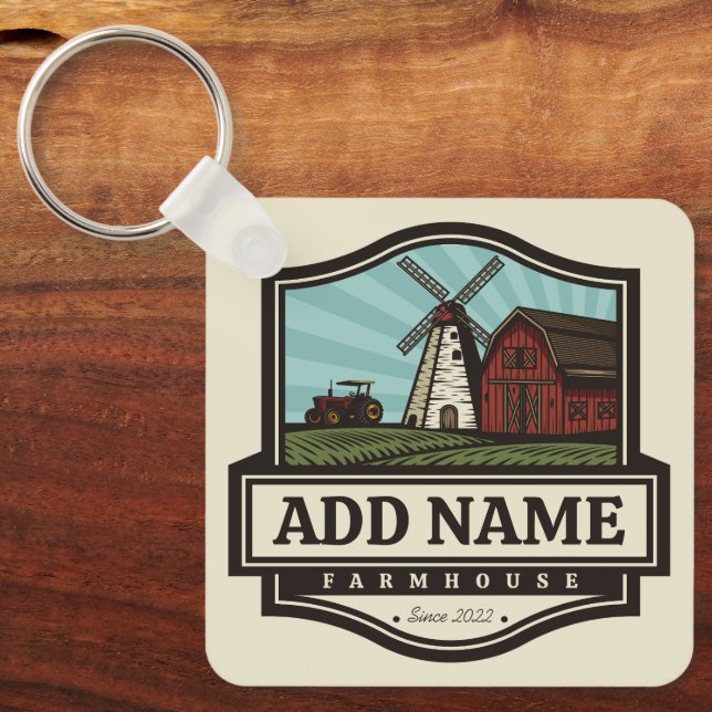 Chaveiro NOME Personalizado Farmhouse Rustic Farmhouse Old  (Frente)