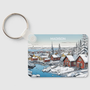 Chaveiro Nome personalizado Finlândia Ilustração de inverno