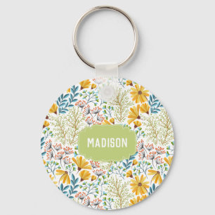 Chaveiro Nome personalizado Flower Ilustração cadeias de ch