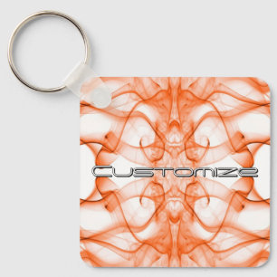 Chaveiro Nome Personalizado Fumaça Laranja Simétrica Branco