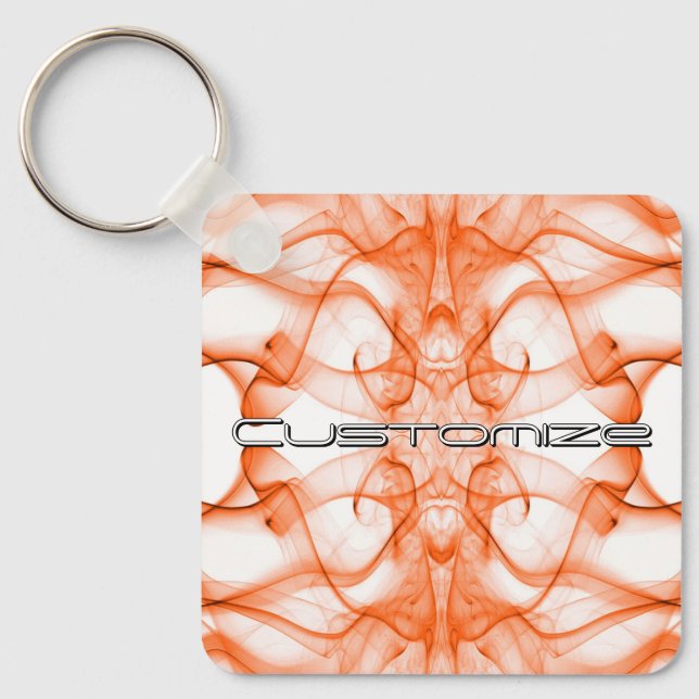 Chaveiro Nome Personalizado Fumaça Laranja Simétrica Branco (Frente)