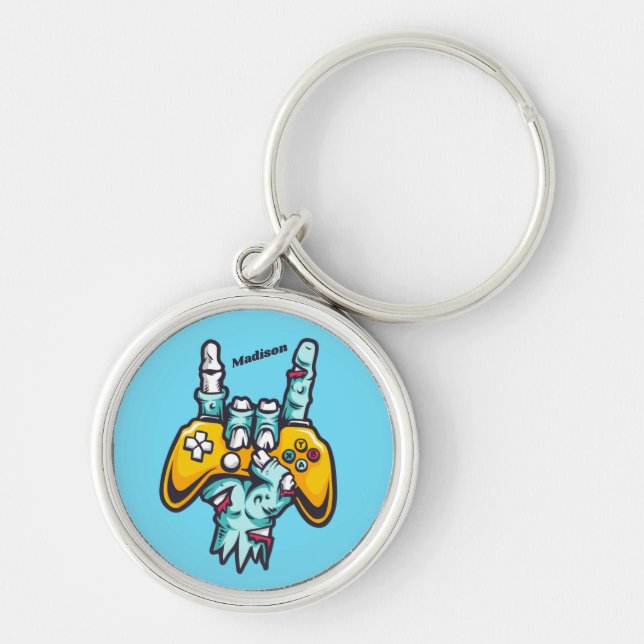Chaveiro Nome personalizado Gamer Zombie (Frente)