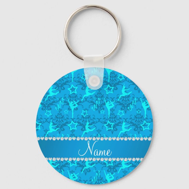 Chaveiro Nome personalizado ginástica azul-azul-céu (Frente)