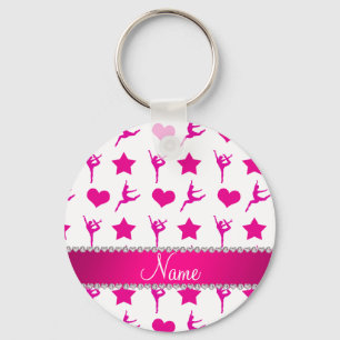 Chaveiro Nome personalizado ginástica rosa branca estrela