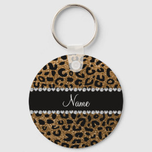 Chaveiro Nome personalizado glitter cheetah impressão