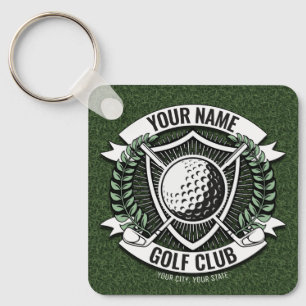 Chaveiro Nome Personalizado Golfer Golf Club Turf Clubhouse