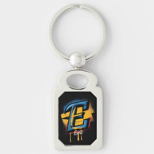 Chaveiro Nome Personalizado Grafite Negrito Inicial "E" (Frente)