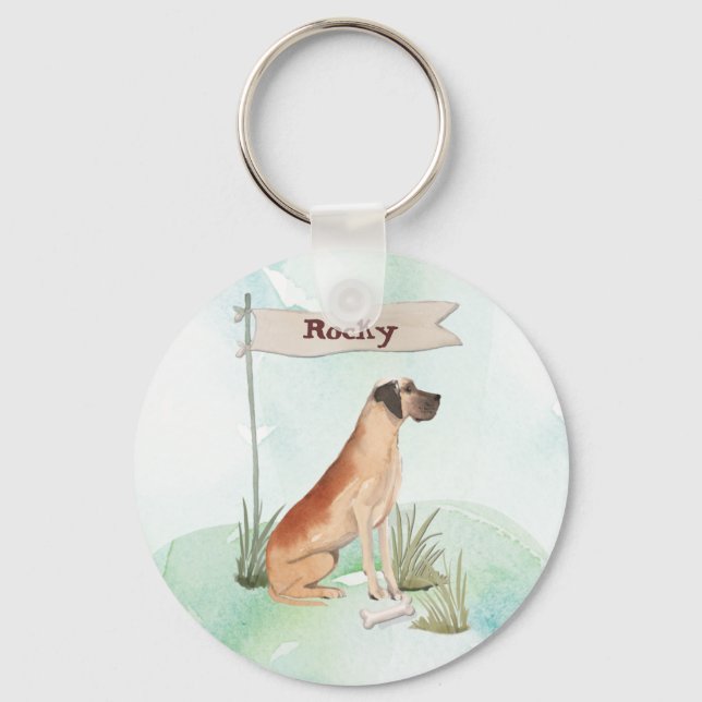 Chaveiro Nome Personalizado - Grande Cão de Pet do Painel (Frente)