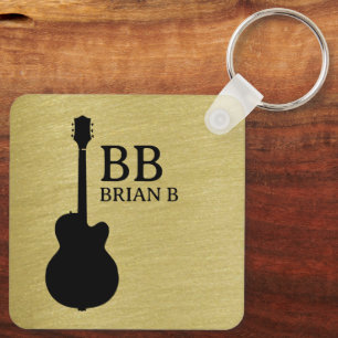 Chaveiro Nome Personalizado Guitarista Dourado Metálico do