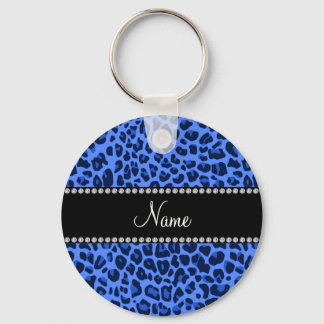 Chaveiro Nome personalizado impressão leopardo azul