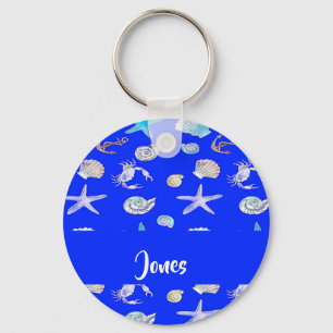 Chaveiro Nome personalizado impressão náutico a azul