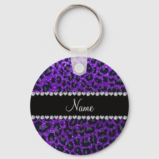 Chaveiro Nome personalizado indgo roxo gliter impressão leo (Frente)