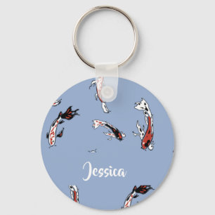 Chaveiro Nome personalizado koi fish blue