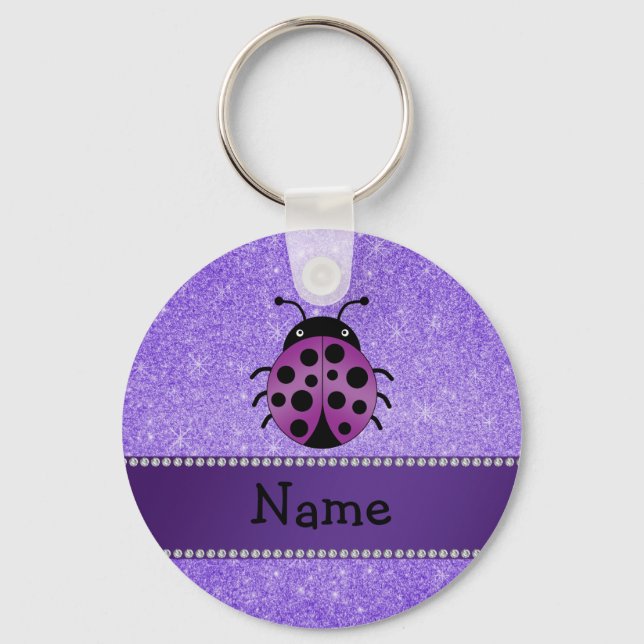 Chaveiro Nome personalizado ladybug violeta (Frente)